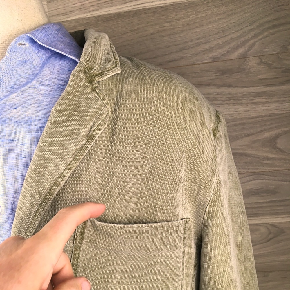 The Territory Ahead Men’s Large Distressed Jacket Linen and Silk Blend